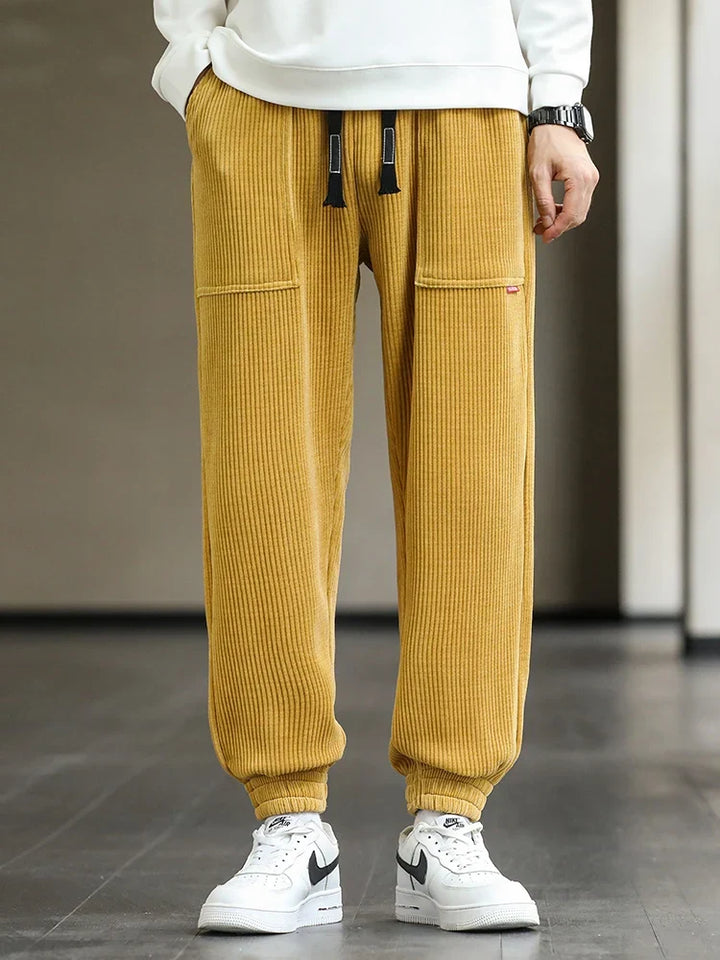 Lorenzo Corduroy Joggers – Tapered Soft-Touch Lounge Pants for Cold-Season Styling