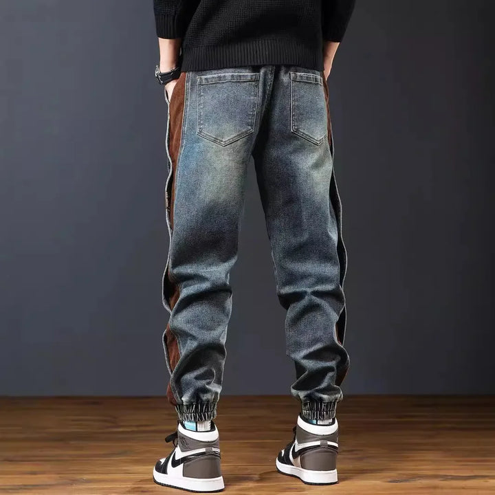 Henry Men’s Retro Jeans – Lightweight Denim with Corduroy Trim & Elastic Waist