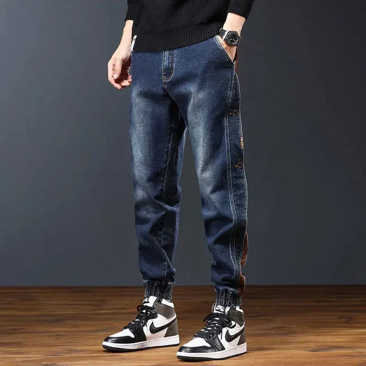 Henry Men’s Retro Jeans – Lightweight Denim with Corduroy Trim & Elastic Waist