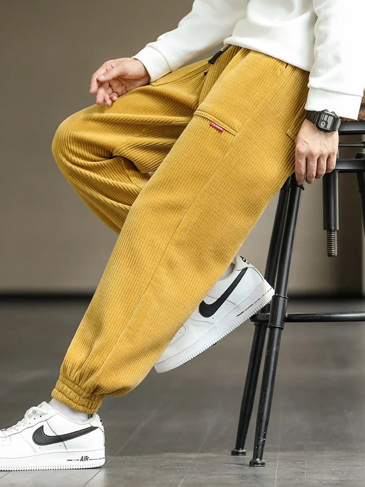 Lorenzo Corduroy Joggers – Tapered Soft-Touch Lounge Pants for Cold-Season Styling