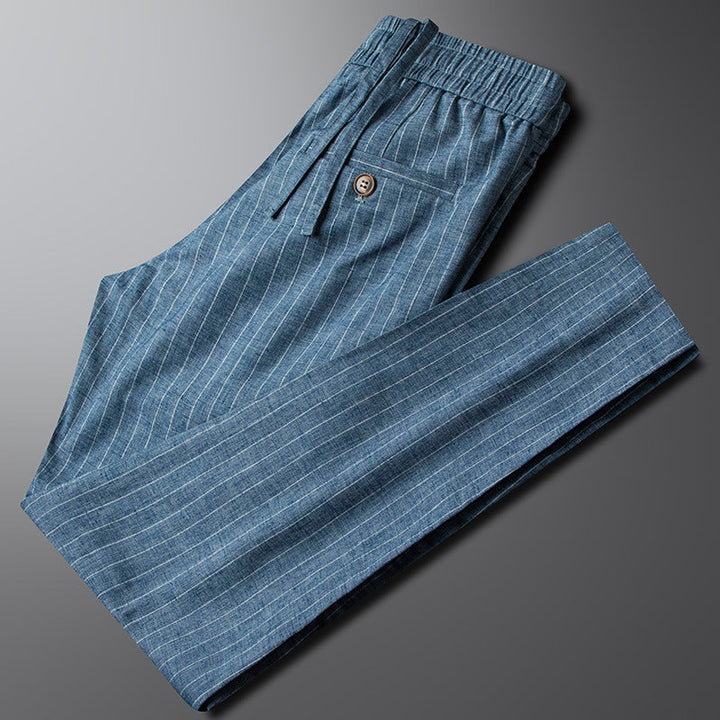 Renzo Linen Pants – Men’s Straight Leg Trousers with Elastic Waistband