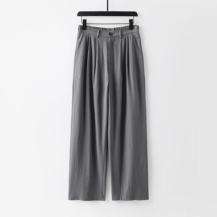 Mateo Linen Pants – Men’s Mid Rise Trousers with Partial Elastic Waistband