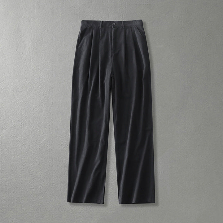 Mateo Linen Pants – Men’s Mid Rise Trousers with Partial Elastic Waistband