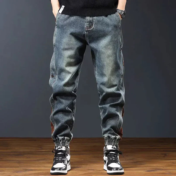 Henry Men’s Retro Jeans – Lightweight Denim with Corduroy Trim & Elastic Waist