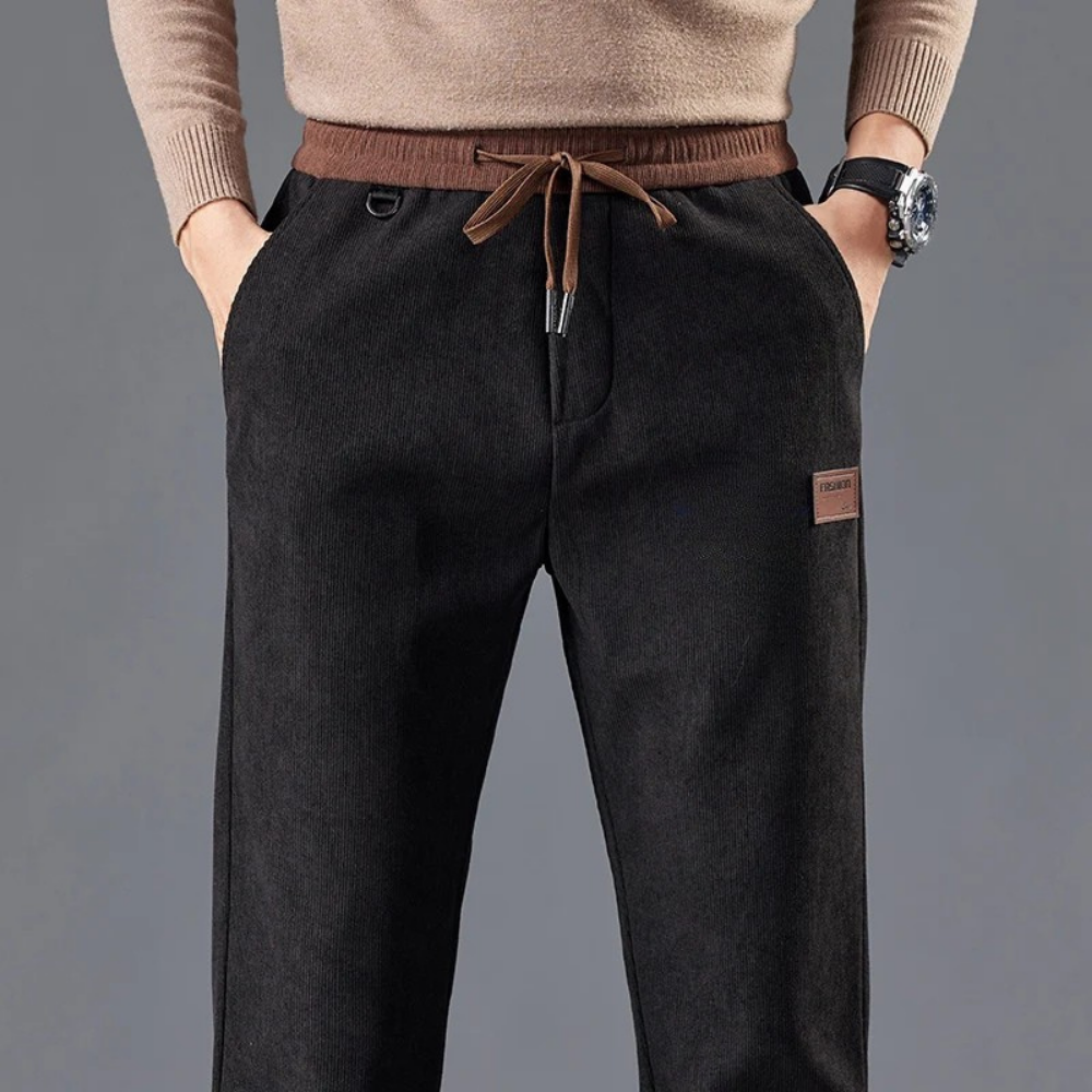 Matteo Corduroy Drawstring Pants – Soft Premium Elastic Waist Casual Trousers