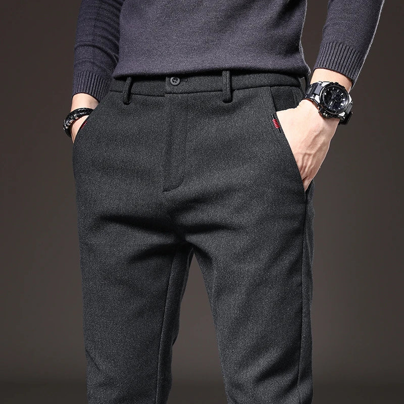 Adrian Men’s Slim Fit Pants – Stretch Cotton Blend with Wrinkle-Resistant Finish