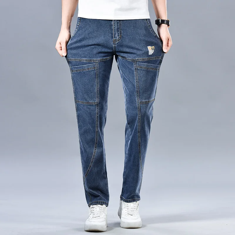 Logan Denim Cargo Pants – Stretch Utility Jeans with Multi-Pocket Design & Tapered Fit