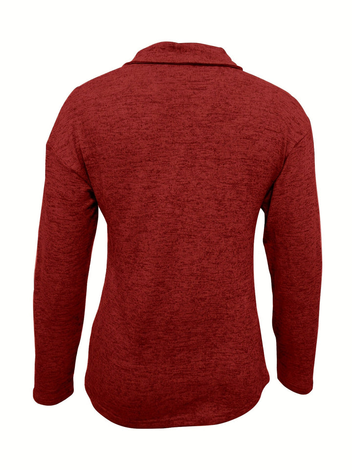 Madeline Women’s Quarter-Zip Polo Shirt– Long Sleeve Casual Pullover with V-Neck Lapel