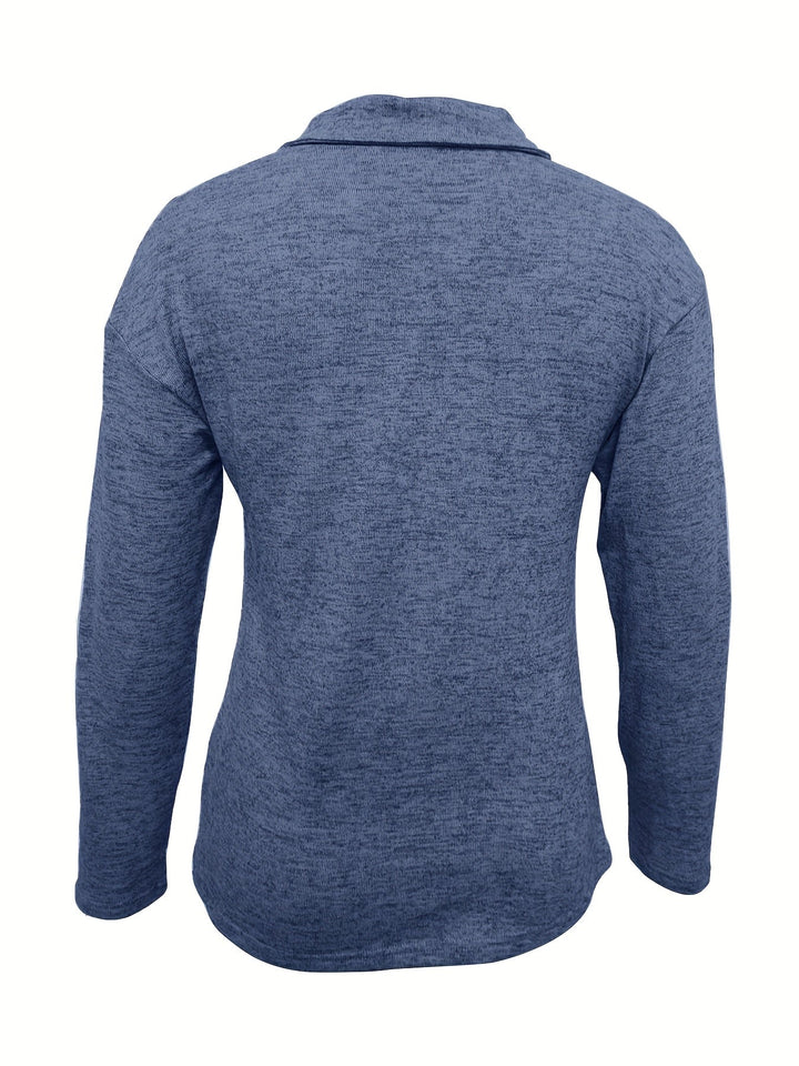Madeline Women’s Quarter-Zip Polo Shirt– Long Sleeve Casual Pullover with V-Neck Lapel