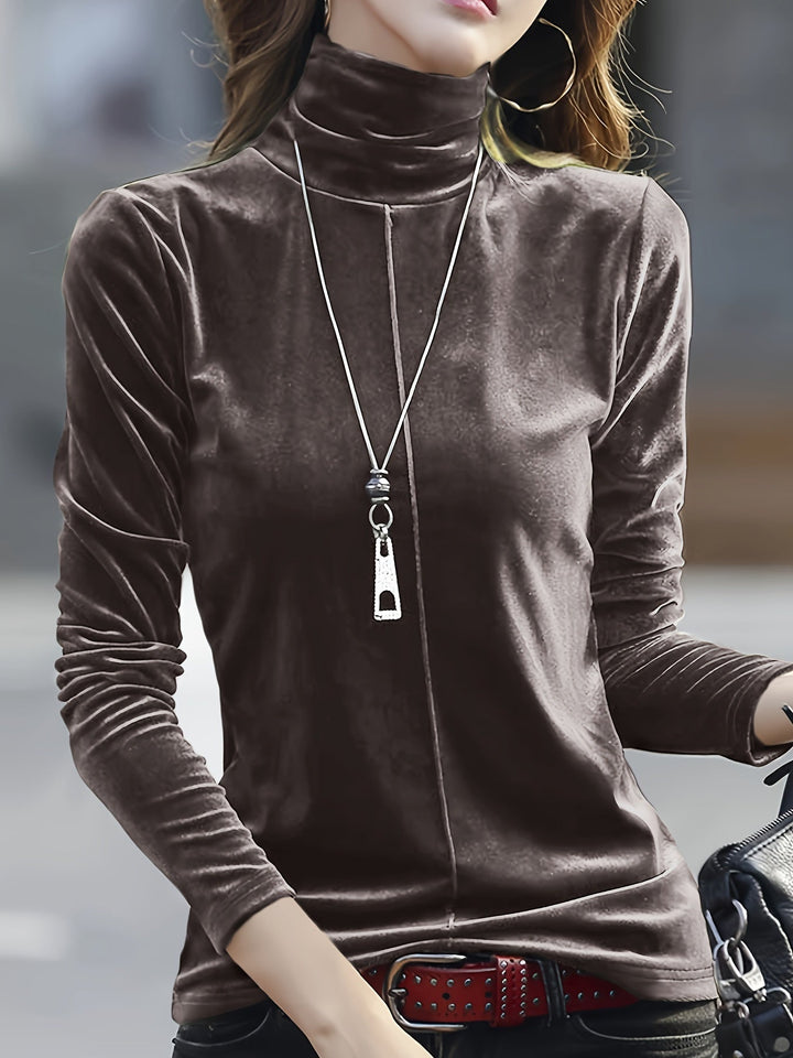 Clara Women’s Turtleneck Long Sleeve Shirt – Soft Stretch Cotton Top