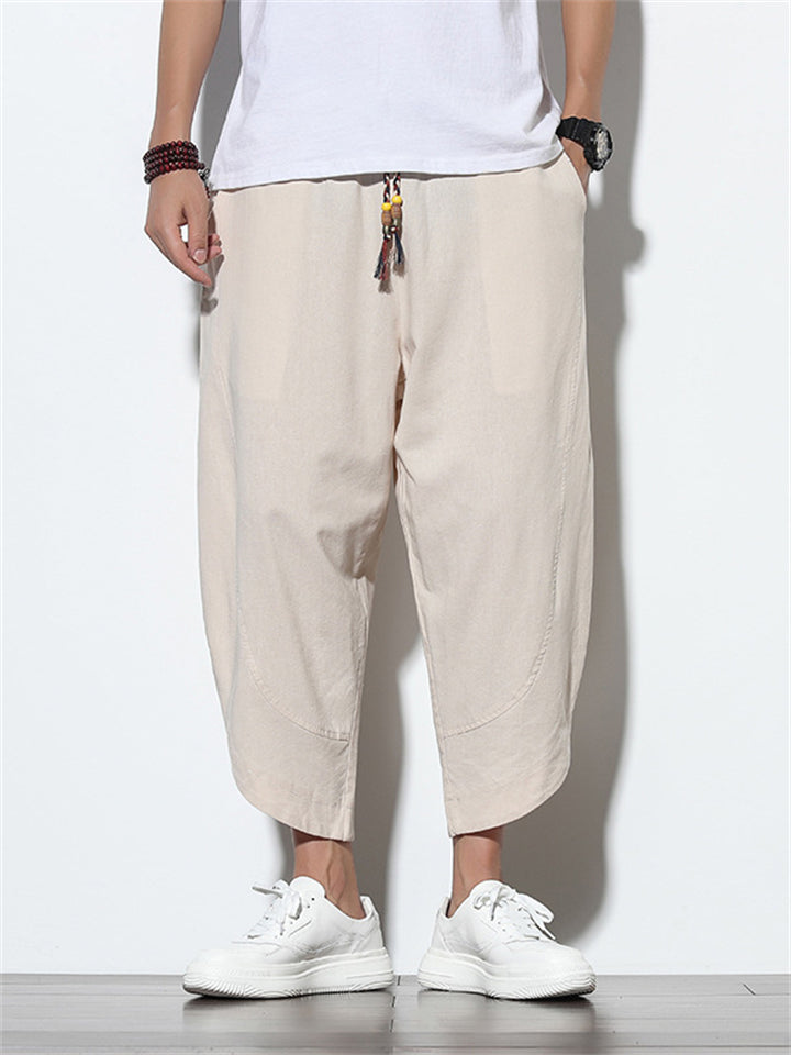 Elias Men’s Linen Pants – Straight Cut Cotton Blend with Subtle Stripe Texture