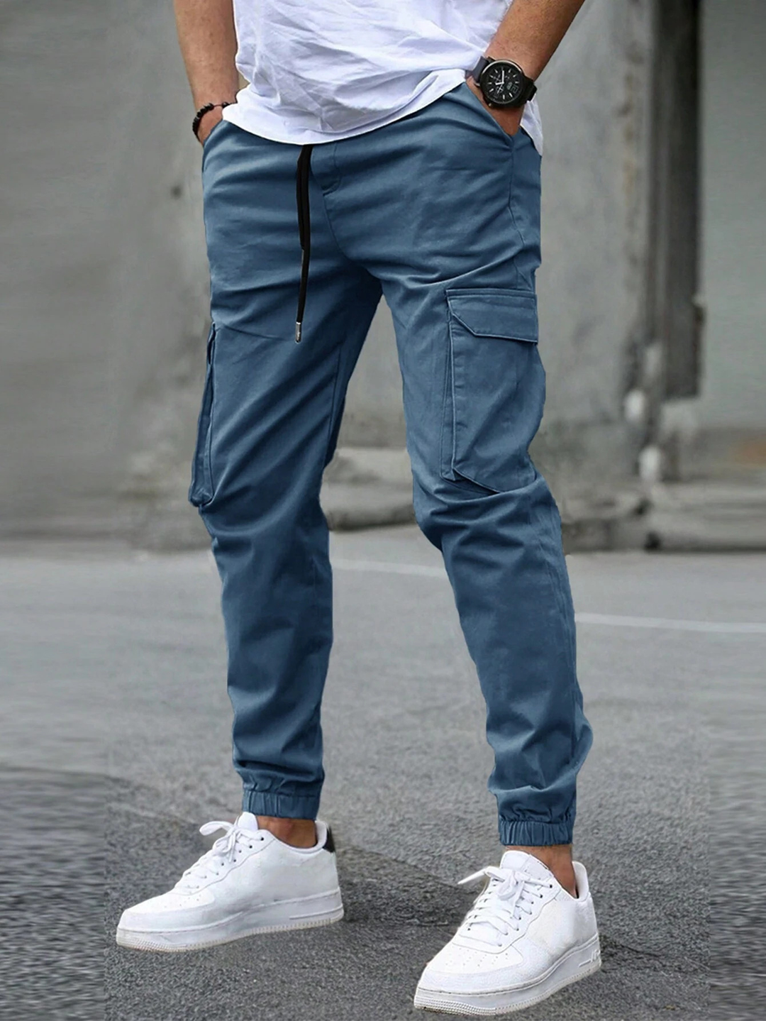 Carter Men’s Cargo Pants – Tapered Fit with Drawstring Waist & Utility Pockets