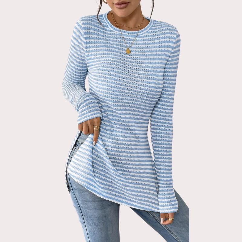 Eliza Ribbed Stretch-Knit Long Sleeve Top – Sculpted Contouring Shirt