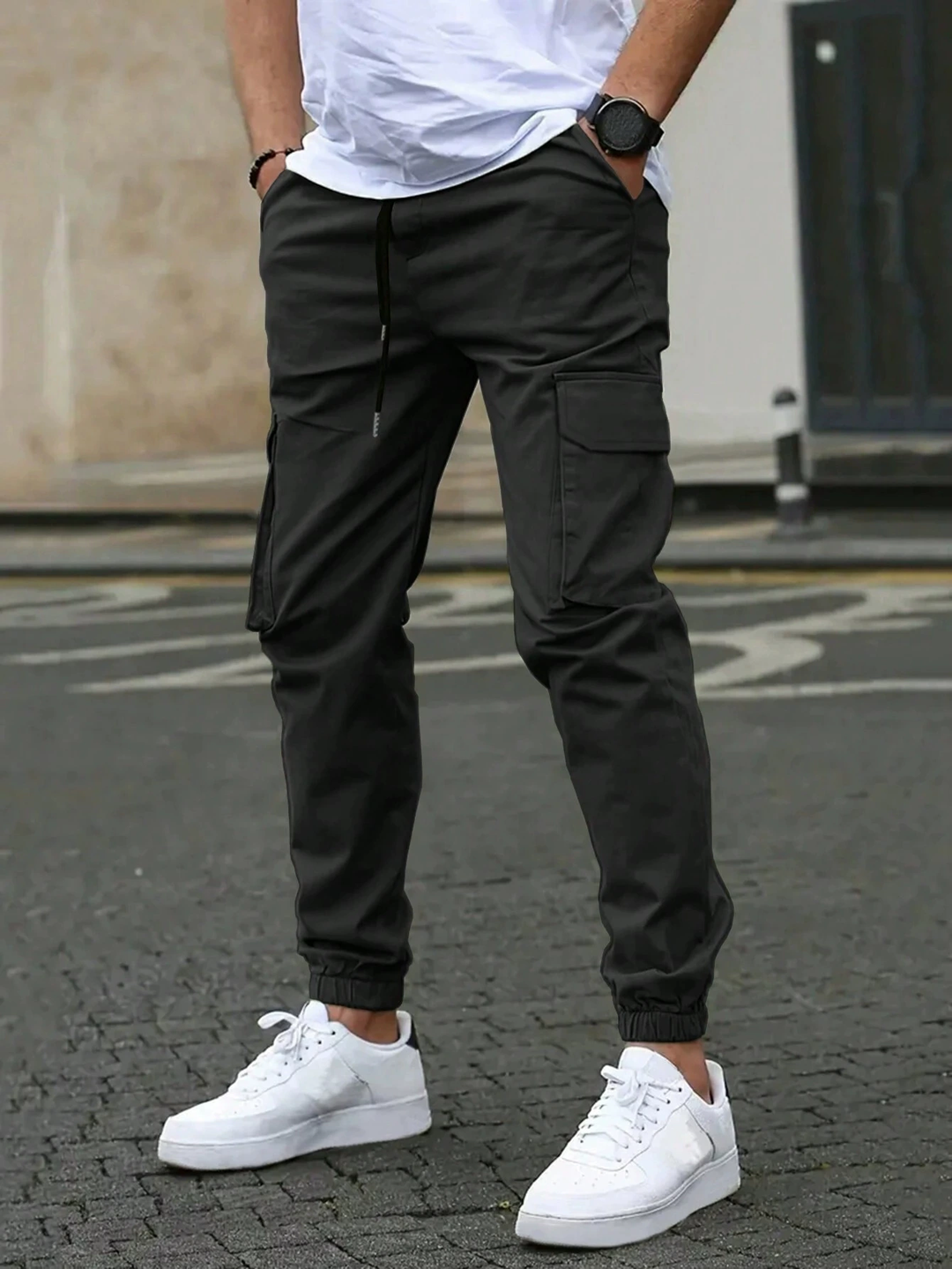 Carter Men’s Cargo Pants – Tapered Fit with Drawstring Waist & Utility Pockets