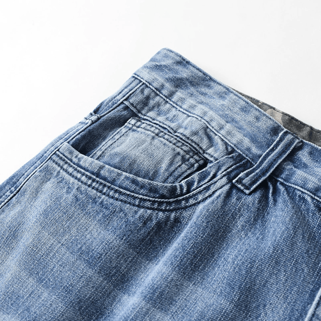 Vincent Denim Cargo Pants – Stretch Cotton Utility Jeans with Tapered Fit