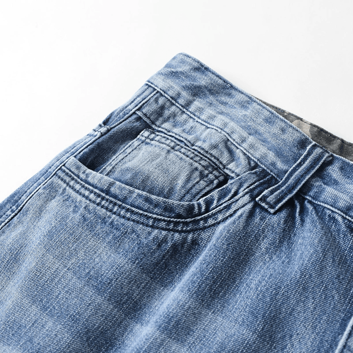 Vincent Denim Cargo Pants – Stretch Cotton Utility Jeans with Tapered Fit